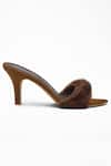 Buy_Signature Sole_Brown Embellished Faux Fur Covered Strap Pencil Heels _Online_at_Aza_Fashions