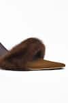 Signature Sole_Brown Embellished Faux Fur Covered Strap Pencil Heels _at_Aza_Fashions