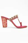 Signature Sole_Pink Embroidered Open Toe Block Heels _Online_at_Aza_Fashions