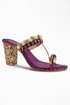 Signature Sole_Purple Embroidered Sequin Block Heels _at_Aza_Fashions