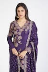 Rishi and Soujit_Purple Raw Silk Embroidered And Woven Thread Floral Kurta Sharara Set  _Online_at_Aza_Fashions