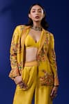 Buy_Rishi and Soujit_Yellow Thread Embroidered Silk Blazer Pant Set_Online_at_Aza_Fashions