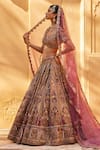 Buy_Roqa_Pink Lehenga And Blouse Raw Silk Alima Mughal Gardenia Bridal Set  _at_Aza_Fashions