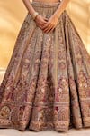 Buy_Roqa_Pink Lehenga And Blouse Raw Silk Alima Mughal Gardenia Bridal Set  _Online_at_Aza_Fashions