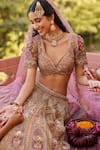 Shop_Roqa_Pink Lehenga And Blouse Raw Silk Alima Mughal Gardenia Bridal Set  _Online_at_Aza_Fashions