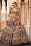Buy Roqa Red Silk, Net Sequins, Embroidery, Amaira Flora Art Bridal Lehenga Set at Aza Fashions Buy_Roqa_Red Silk, Net Sequins, Embroidery, Amaira Flora Art Bridal Lehenga Set _at_Aza_Fashions