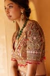 Roqa_Red Net Embroidery Pearl Azara Royal Garden Bridal Lehenga Set  _Online_at_Aza_Fashions