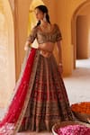 Buy_Roqa_Red Lehenga And Blouse Raw Silk Embroidery Daria Wildfloral Garden Bridal Set _at_Aza_Fashions