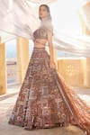 Buy_Roqa_Brown Embroidery Resham Sweetheart Neck Kinaaz Sequin Lehenga Set  _at_Aza_Fashions