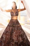 Buy_Roqa_Brown Embroidery Resham Sweetheart Neck Kinaaz Sequin Lehenga Set  _Online_at_Aza_Fashions