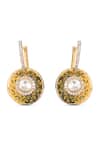 Vasundhara_Gold Plated Crystals, Diamonds Cubic Zirconia Embellished Dangler Earrings _Online_at_Aza_Fashions