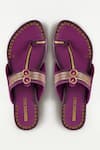 Buy_Signature Sole_Purple Hand Embroidery Kasab Kolhapuri Flats _at_Aza_Fashions