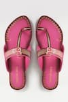 Buy_Signature Sole_Pink Hand Embroidery Kasab Kolhapuri Flats _at_Aza_Fashions