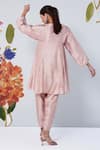 Shop_Ridhi Mehra_Pink Arbor Solid Silk Kurta And Tulip Pant Set_at_Aza_Fashions