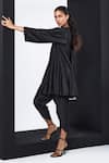 Ridhi Mehra_Black Cliantha Solid Silk Kurta And Tulip Pant Set_Online_at_Aza_Fashions