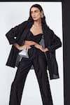 Buy_Ridhi Mehra_Black Sierra Chanderi Cape Pant Set_Online_at_Aza_Fashions