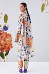 Shop_Ridhi Mehra_Multi Color Chanderi Oleana Bloom Paint Print Cape Pant Set_at_Aza_Fashions