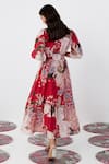 Shop_Ridhi Mehra_Red Chanderi Print Cockscomb V Raizel Blossom Dress _at_Aza_Fashions