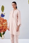 Ridhi Mehra_Ivory Chanderi Printed And Embellished Floret Tansy Kurta & Pant Set  _Online_at_Aza_Fashions