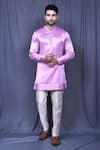 Buy_Aryavir Malhotra_Pink Kurta Satin Silk Solid And Pant Set _at_Aza_Fashions