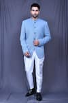 Buy_Aryavir Malhotra_Blue Sherwani Terry Rayon Solid And Pant Set _at_Aza_Fashions