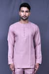 Buy_Arihant Rai Sinha_Purple Slub Cotton Solid Plain Shirt And Pant Set _Online_at_Aza_Fashions