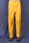Arihant Rai Sinha_Yellow Slub Cotton Solid Shirt And Straight Pant Set_Online_at_Aza_Fashions