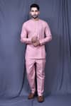 Buy_Arihant Rai Sinha_Pink Slub Cotton Solid Full Sleeve Shirt And Pant Set_at_Aza_Fashions