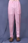 Arihant Rai Sinha_Pink Slub Cotton Solid Full Sleeve Shirt And Pant Set_Online_at_Aza_Fashions