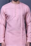 Buy_Arihant Rai Sinha_Pink Slub Cotton Solid Full Sleeve Shirt And Pant Set_Online_at_Aza_Fashions