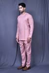 Arihant Rai Sinha_Pink Slub Cotton Solid Full Sleeve Shirt And Pant Set_at_Aza_Fashions