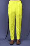 Arihant Rai Sinha_Yellow Slub Cotton Solid Full Sleeve Plain Shirt And Pant Set_Online_at_Aza_Fashions