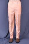 Arihant Rai Sinha_Peach Slub Cotton Solid Plain Shirt And Pant Set _Online_at_Aza_Fashions