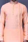 Buy_Arihant Rai Sinha_Peach Slub Cotton Solid Plain Shirt And Pant Set _Online_at_Aza_Fashions