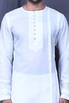 Buy_Arihant Rai Sinha_White Slub Cotton Solid Shirt And Straight Pant Set _Online_at_Aza_Fashions