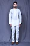 Shop_Arihant Rai Sinha_White Slub Cotton Solid Shirt And Straight Pant Set _Online_at_Aza_Fashions