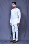 Arihant Rai Sinha_White Slub Cotton Solid Shirt And Straight Pant Set _at_Aza_Fashions