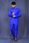 Buy_Arihant Rai Sinha_Blue Cotton Plain Shirt And Straight Pant Set _at_Aza_Fashions