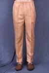Arihant Rai Sinha_Orange Slub Cotton Solid Plain Shirt And Straight-fit Pant Set_Online_at_Aza_Fashions