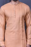 Buy_Arihant Rai Sinha_Orange Slub Cotton Solid Plain Shirt And Straight-fit Pant Set_Online_at_Aza_Fashions