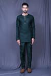 Shop_Arihant Rai Sinha_Green Cotton Solid Full Sleeve Shirt And Pant Set _Online_at_Aza_Fashions