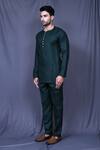 Arihant Rai Sinha_Green Cotton Solid Full Sleeve Shirt And Pant Set _at_Aza_Fashions