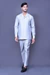 Buy_Arihant Rai Sinha_Grey Banglori Silk Plain Shirt And Pant Co-ord Set _at_Aza_Fashions