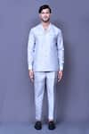 Shop_Arihant Rai Sinha_Grey Banglori Silk Plain Shirt And Pant Co-ord Set _Online_at_Aza_Fashions