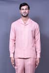 Buy_Arihant Rai Sinha_Pink Cotton Slub Embroidered Floral Shirt And Pant Set_Online_at_Aza_Fashions