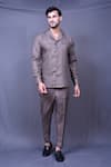 Buy_Arihant Rai Sinha_Grey Cotton Slub Plain Shirt And Straight Pant Co-ord Set _at_Aza_Fashions