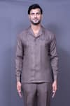 Buy_Arihant Rai Sinha_Grey Cotton Slub Plain Shirt And Straight Pant Co-ord Set _Online_at_Aza_Fashions