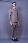 Arihant Rai Sinha_Grey Cotton Slub Plain Shirt And Straight Pant Co-ord Set _at_Aza_Fashions