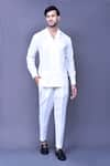 Buy_Arihant Rai Sinha_White Cotton Slub Plain Shirt And Straight Pant Co-ord Set _at_Aza_Fashions