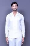 Buy_Arihant Rai Sinha_White Cotton Slub Plain Shirt And Straight Pant Co-ord Set _Online_at_Aza_Fashions